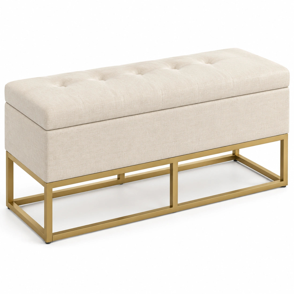banc-de-rangement-avec-assise-capitonnee-et-pieds-en-acier-beige-et-dore-110-x-44-x-48-cm-dbqhog4877ns